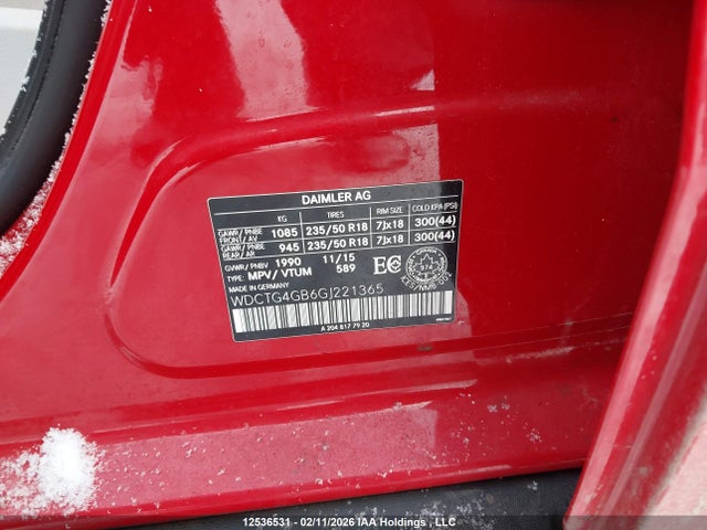 WDCTG4GB6GJ221365 Mercedes-Benz Gla 250 4matic
