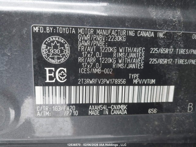 2T3RWRFV3PW178956 Toyota Rav4 Xle/woodland Edition