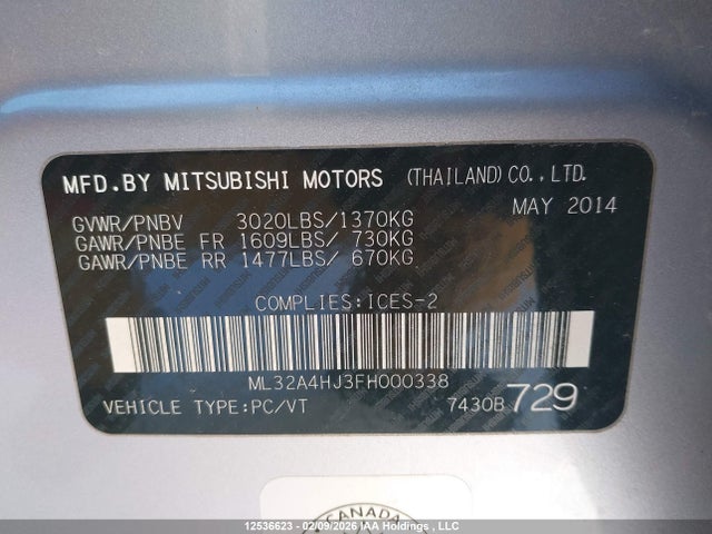 Mitsubishi MIRAGE SE 2015 ML32A4HJ3FH000338 Image 9