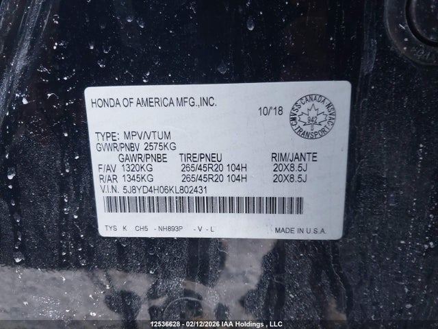 Acura MDX A-SPEC 2019 5J8YD4H06KL802431 Image 9
