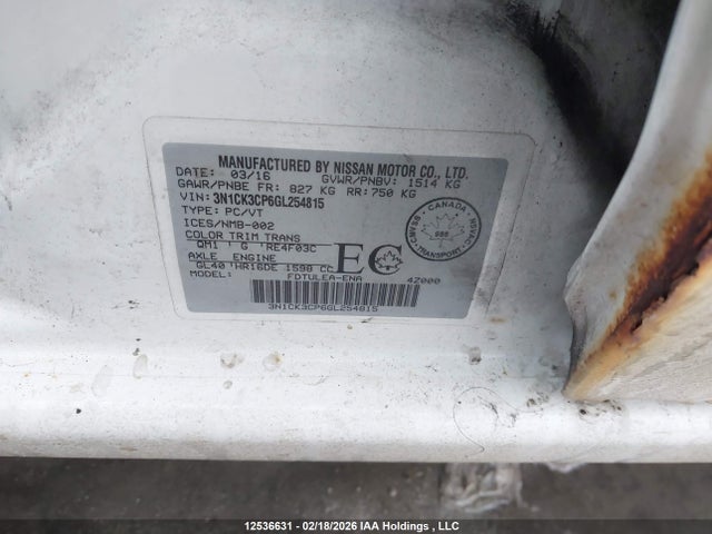 Nissan Micra S/sr/sv 2016 3N1CK3CP6GL254815 Image 9
