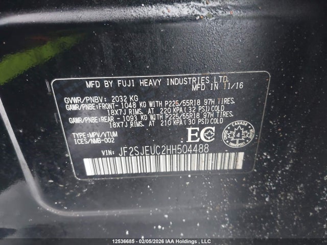 JF2SJEUC2HH504488 Subaru Forester 2.5i Limited