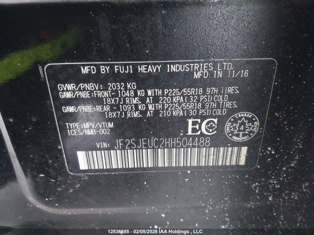 JF2SJEUC2HH504488 Subaru Forester 2.5i Limited