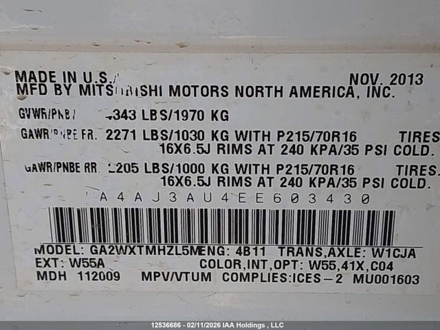 Mitsubishi RVR SE 2014 4A4AJ3AU4EE603430 Image 9