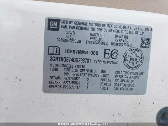 Продаж на аукціоні авто 2013 Chevrolet Avalanche Ltz, vin: 3GNTKGE74DG298731, номер лоту: 12536690