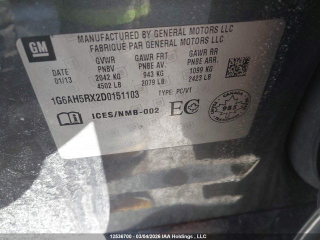 Продажа на аукционе авто 2013 Cadillac Ats Luxury, vin: 1G6AH5RX2D0151103, номер лота: 12536700