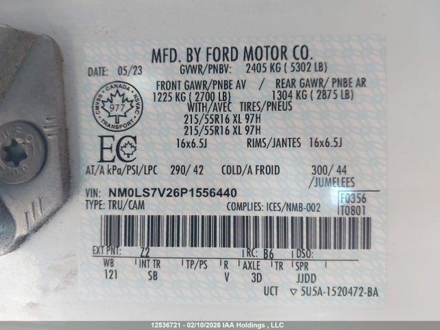 2023 Ford Transit Connect Xl მანქანა იყიდება აუქციონზე, vin: NM0LS7V26P1556440, აუქციონის ნომერი: 12536721