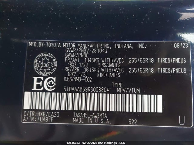 Toyota Grand Highlander Xle 2024 5TDAAAB59RS008804 Image 9