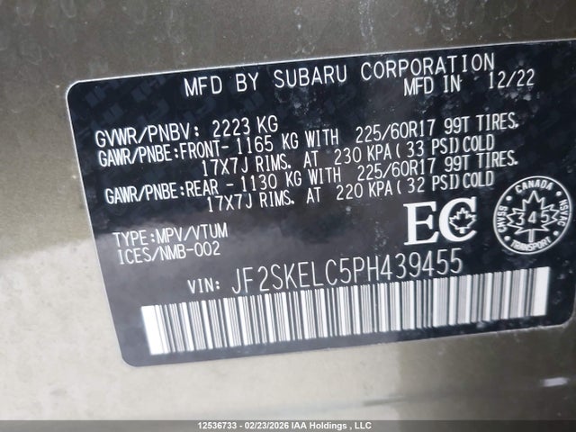 Aukcja sprzedaży 2023 Subaru Forester Wilderness, vin: JF2SKELC5PH439455, numer aukcji: 12536733