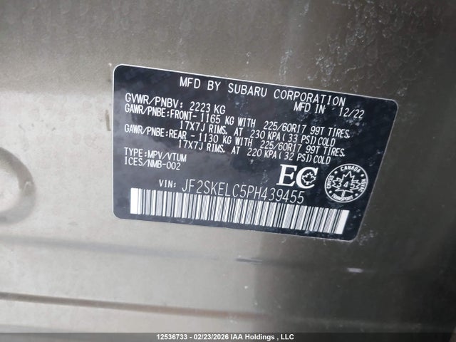 Aukcja sprzedaży 2023 Subaru Forester Wilderness, vin: JF2SKELC5PH439455, numer aukcji: 12536733