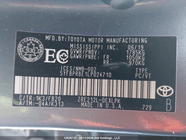 Toyota COROLLA LE 2020 5YFBPRBE1LP024710 Image 18