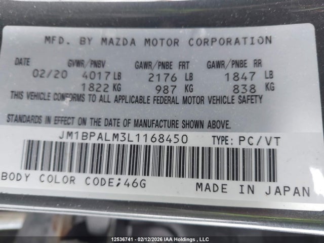 JM1BPALM3L1168450 Mazda 3