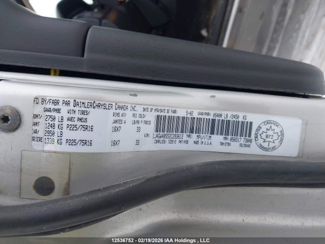 2002 Jeep Grand Cherokee Laredo მანქანა იყიდება აუქციონზე, vin: 1J4GW48S52C293612, აუქციონის ნომერი: 12536752