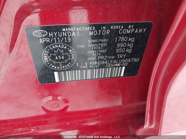 KMHD84LF4LU909790 Hyundai Elantra Preferred Auto Ivt