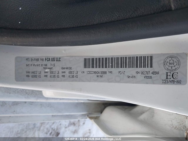 Продаж на аукціоні авто 2016 Chrysler 200 Limited, vin: 1C3CCCABXGN192888, номер лоту: 12536814