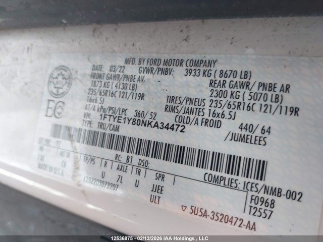 1FTYE1Y80NKA34472 Ford Transit T-150