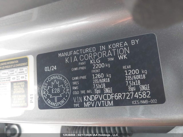 KNDPVCDF6R7274582 KIA Sportage