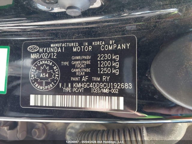 Продаж на аукціоні авто 2012 Hyundai Genesis 3.8, vin: KMHGC4DD9CU192683, номер лоту: 12536957