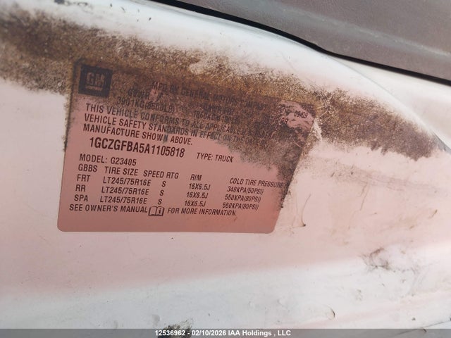 Продаж на аукціоні авто 2010 Chevrolet Express 2500 Work Van, vin: 1GCZGFBA5A1105818, номер лоту: 12536962