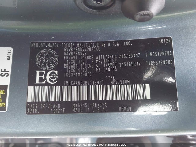7MUCAABG3RV116903 Toyota Corolla Cross