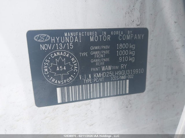KMHD25LH9GU319910 Hyundai ELANTRA GT