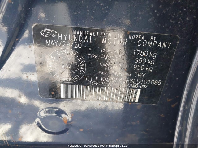 KMHD84LF8LU101085 Hyundai Elantra Preferred With Sun And Safety Package Auto Ivt