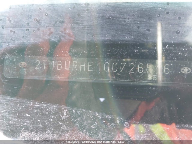 2T1BURHE1GC726516 Toyota Corolla L/le/le Pls/prm/s/s Pls