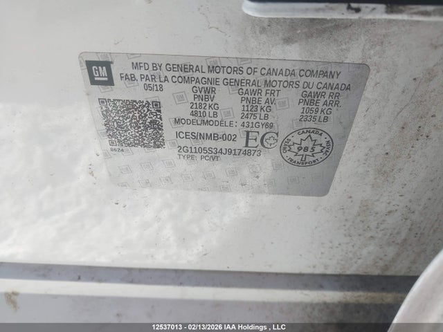 Chevrolet IMPALA 1LT 2018 2G1105S34J9174873 Image 9