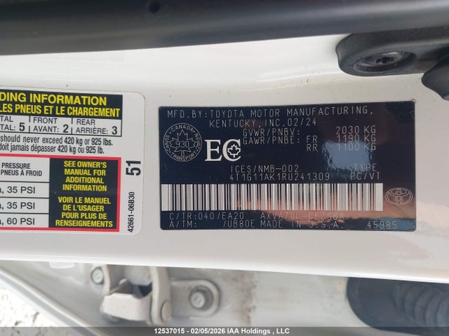 4T1G11AK1RU241309 Toyota Camry Se Night Shade/se