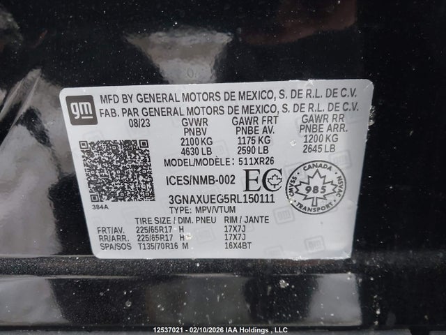 3GNAXUEG5RL150111 Chevrolet EQUINOX LT