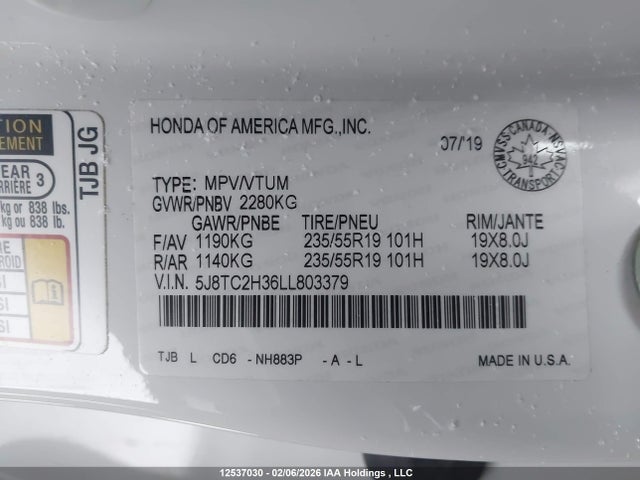 5J8TC2H36LL803379 Acura RDX