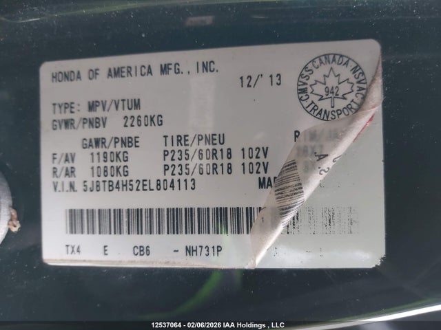 5J8TB4H52EL804113 Acura RDX