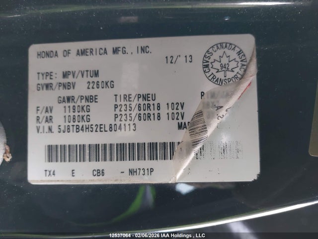 5J8TB4H52EL804113 Acura RDX