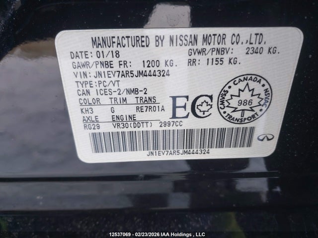 JN1EV7AR5JM444324 Infiniti Q50 Luxe/sport