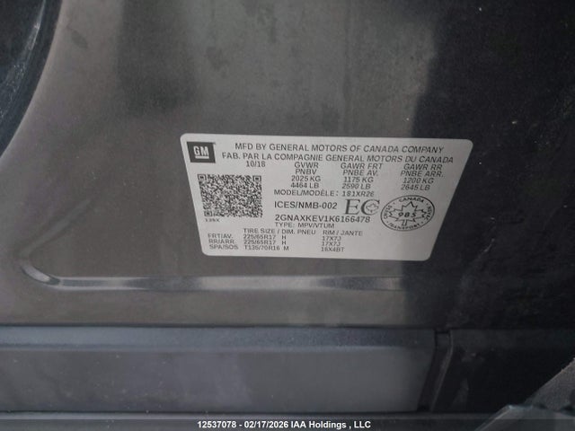 2GNAXKEV1K6166478 Chevrolet EQUINOX LT