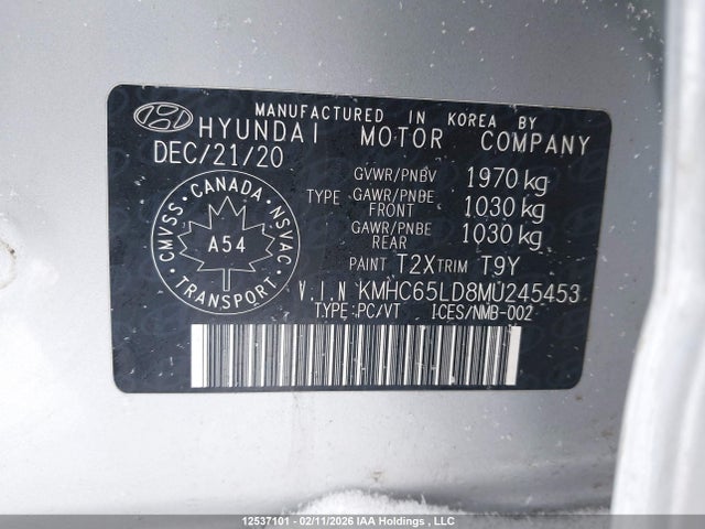 Продажа на аукционе авто 2021 Hyundai Ioniq Plug-in Hybrid Preferred, vin: KMHC65LD8MU245453, номер лота: 12537101