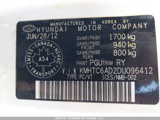 Aukcja sprzedaży 2013 Hyundai Veloster, vin: KMHTC6AD2DU096412, numer aukcji: 12537110