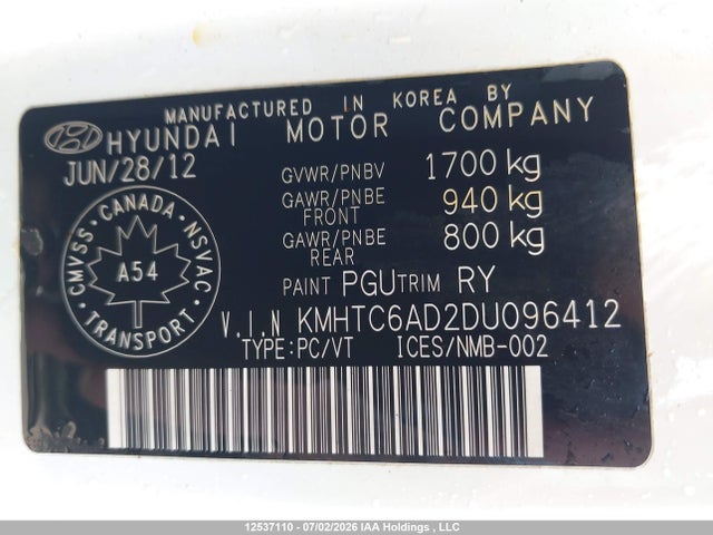 Aukcja sprzedaży 2013 Hyundai Veloster, vin: KMHTC6AD2DU096412, numer aukcji: 12537110