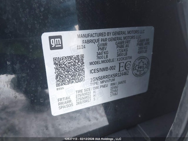 1GNS6RRDXSR124462 Chevrolet Tahoe K1500 Rst