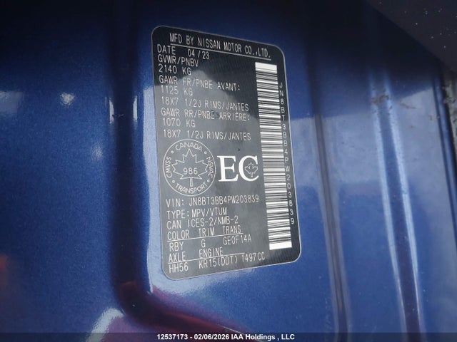 Aukcja sprzedaży 2023 Nissan Rogue Sv, vin: JN8BT3BB4PW203839, numer aukcji: 12537173