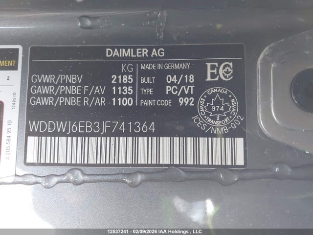 WDDWJ6EB3JF741364 Mercedes-Benz Amg C 43 4matic