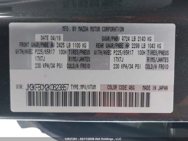 Mazda Cx-5 Gs 2019 JM3KFBCM2K0623857 Image 9
