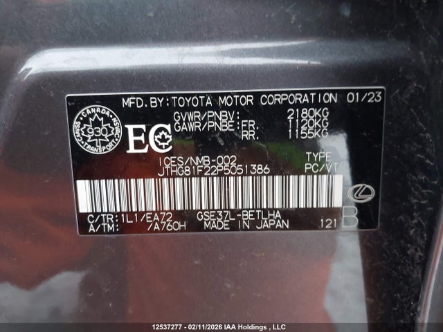 JTHG81F22P5051386 Lexus Is 300 300
