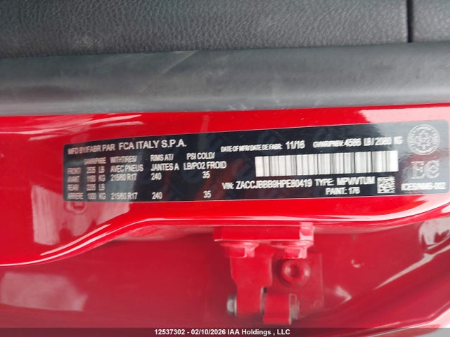 Jeep Renegade Latitude 2017 ZACCJBBB9HPE80419 Image 9