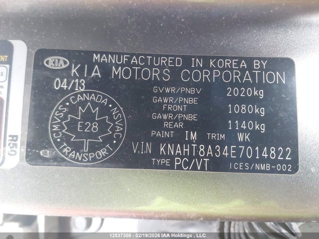 KNAHT8A34E7014822 KIA Rondo Lx