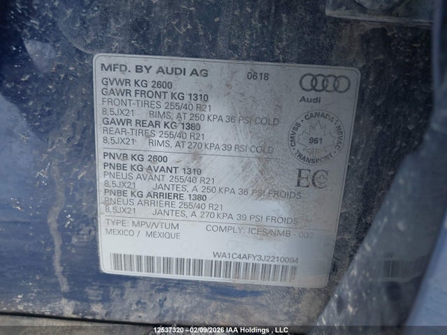 WA1C4AFY3J2210094 Audi Sq5 3.0t Technik
