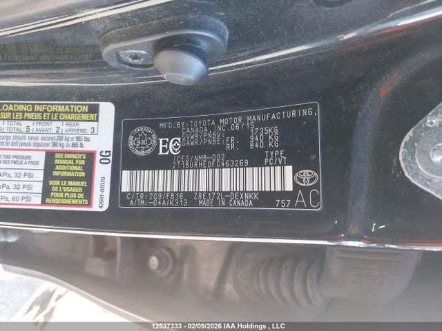 2T1BURHE0FC463269 Toyota COROLLA LE