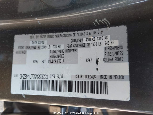 3MZBM1U77GM293720 Mazda Mazda3 G/gx