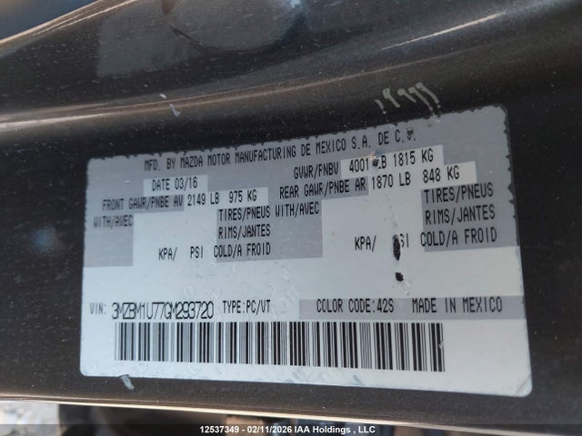 3MZBM1U77GM293720 Mazda Mazda3 G/gx