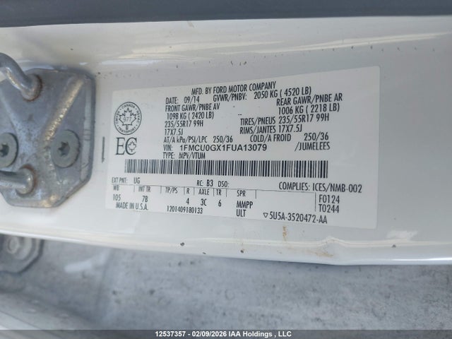 1FMCU0GX1FUA13079 Ford ESCAPE SE